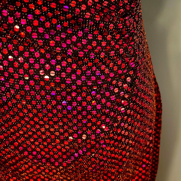 Hot Pink and Lavender Shimmer “Sequined” Gown - Picture 4 of 7